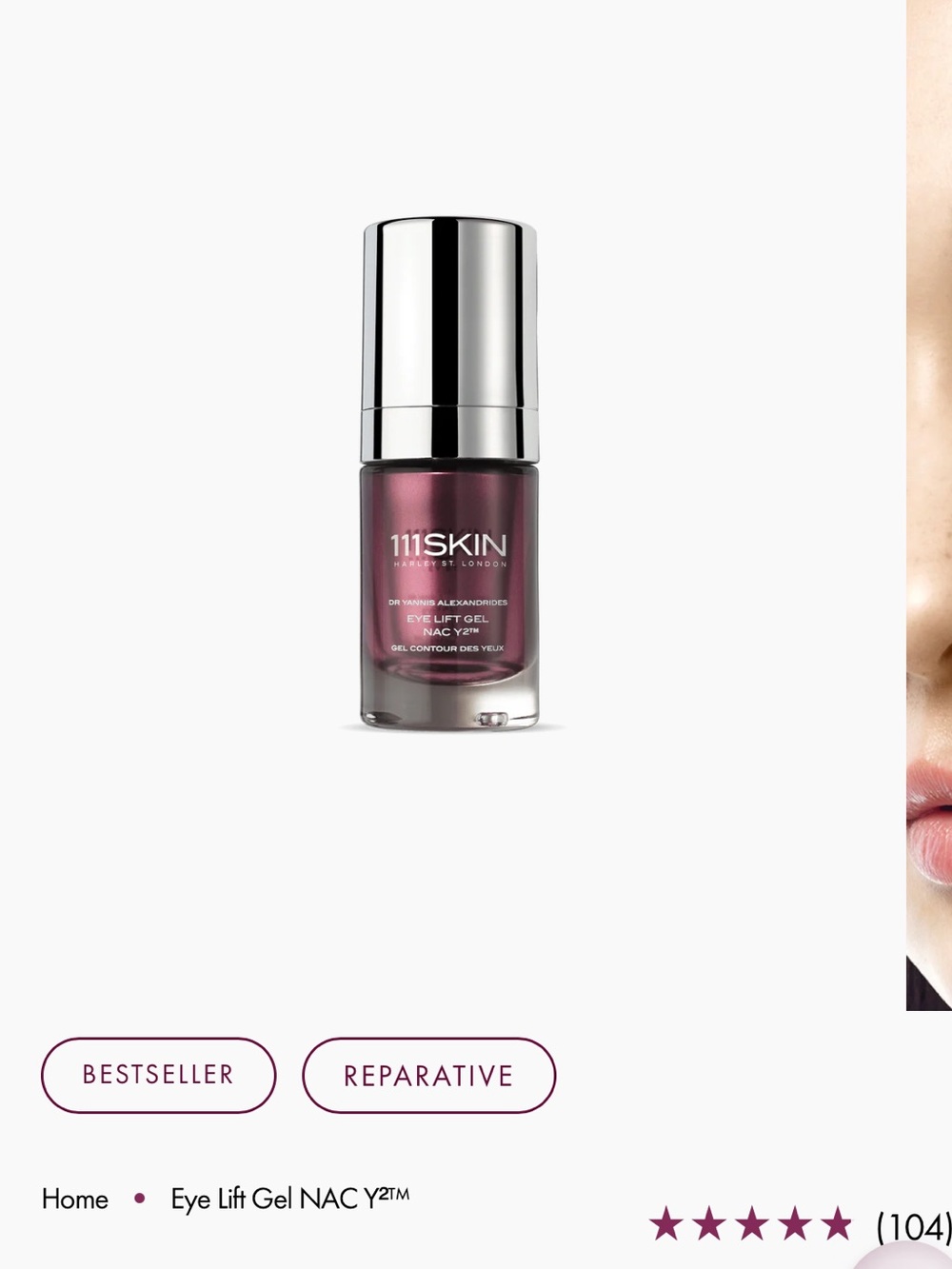 Award winner: Byrdie Best Eye Cream -
!111SKIN Eye Lift Depuffing Gel NAC Y2 3ml